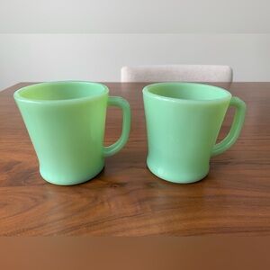 Fire King Jadeite D-handle Coffee Mugs - Pair